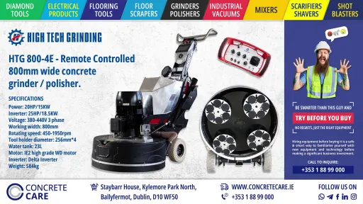 HTG 800-4E Three Phase 4 Head Planetary Floor Grinder/Polisher with Remote Control