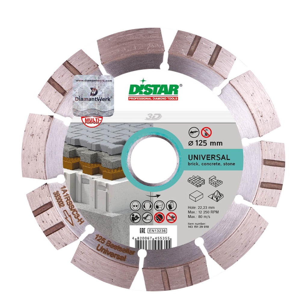 [14315129010] Distar 1A1RSS Bestseller Universal ∅125-230mm Diamond Blade (∅ 125mm / 5")