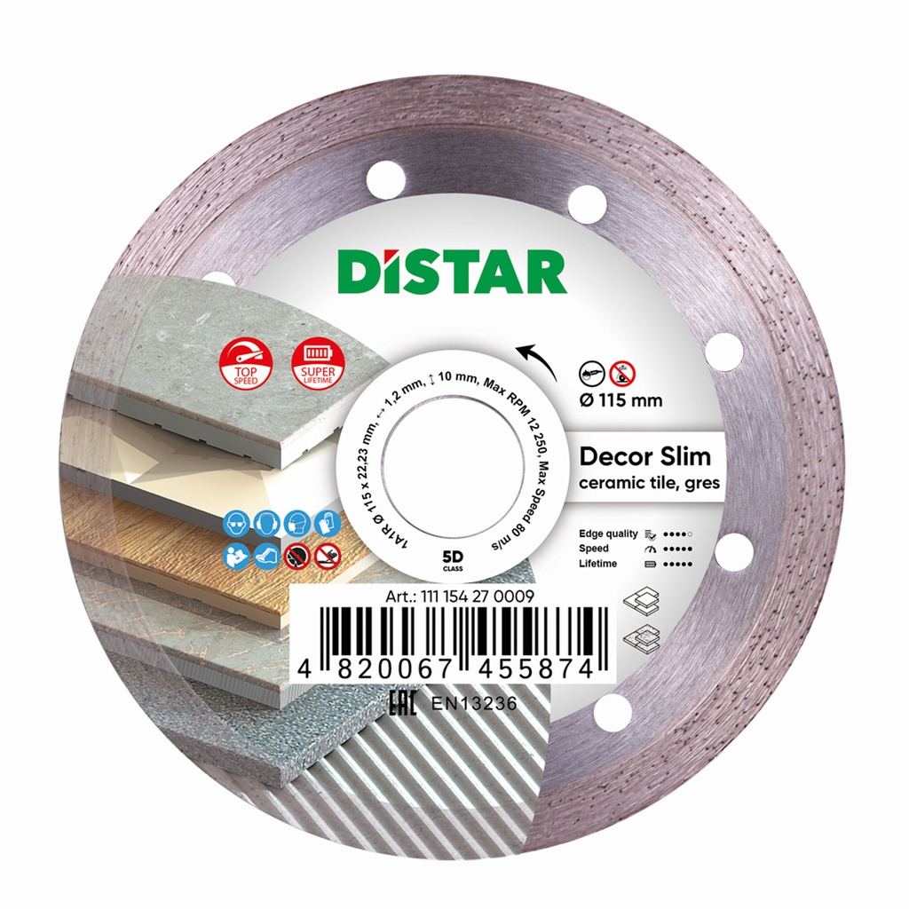 [11115427009] Distar 1A1R Decor Slim Diamond Blade ∅115-125mm (∅ 115mm / 4.5")