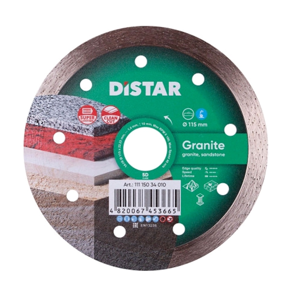 [11115034009] Distar 1A1R Granite Diamond Blade ∅115-400mm (∅ 115mm / 4.5", 22.23mm)