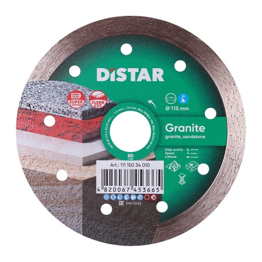 [11115034009] Distar 1A1R Granite Diamond Blade ∅115-400mm (∅ 115mm / 4.5", 22.23mm)