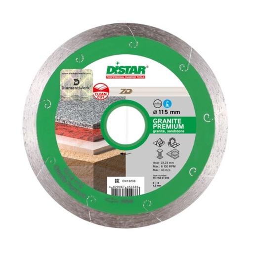 [11315061010] Distar 1A1R Granite Premium Diamond Blade ∅125-400mm (∅ 125mm / 5", 22.23mm)