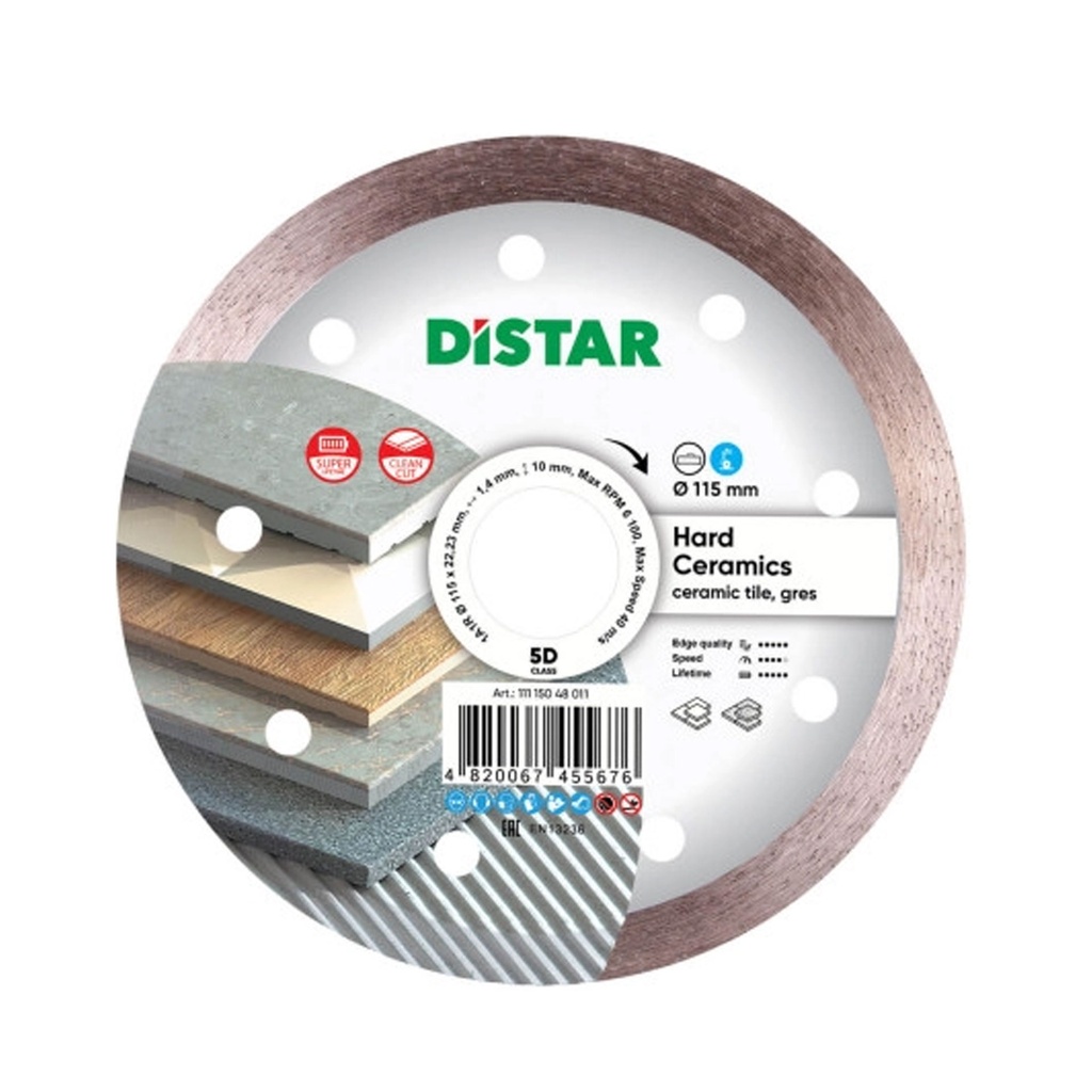[11115048011] Distar 1A1R Hard Ceramics Diamond Blade ∅115-400mm (∅ 115mm / 4.5", 22.23mm)