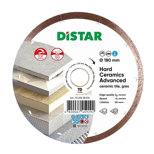 [11120528014] Distar 1A1R Hard Ceramics Advanced Diamond Blade ∅180-350mm (∅ 180mm / 7")