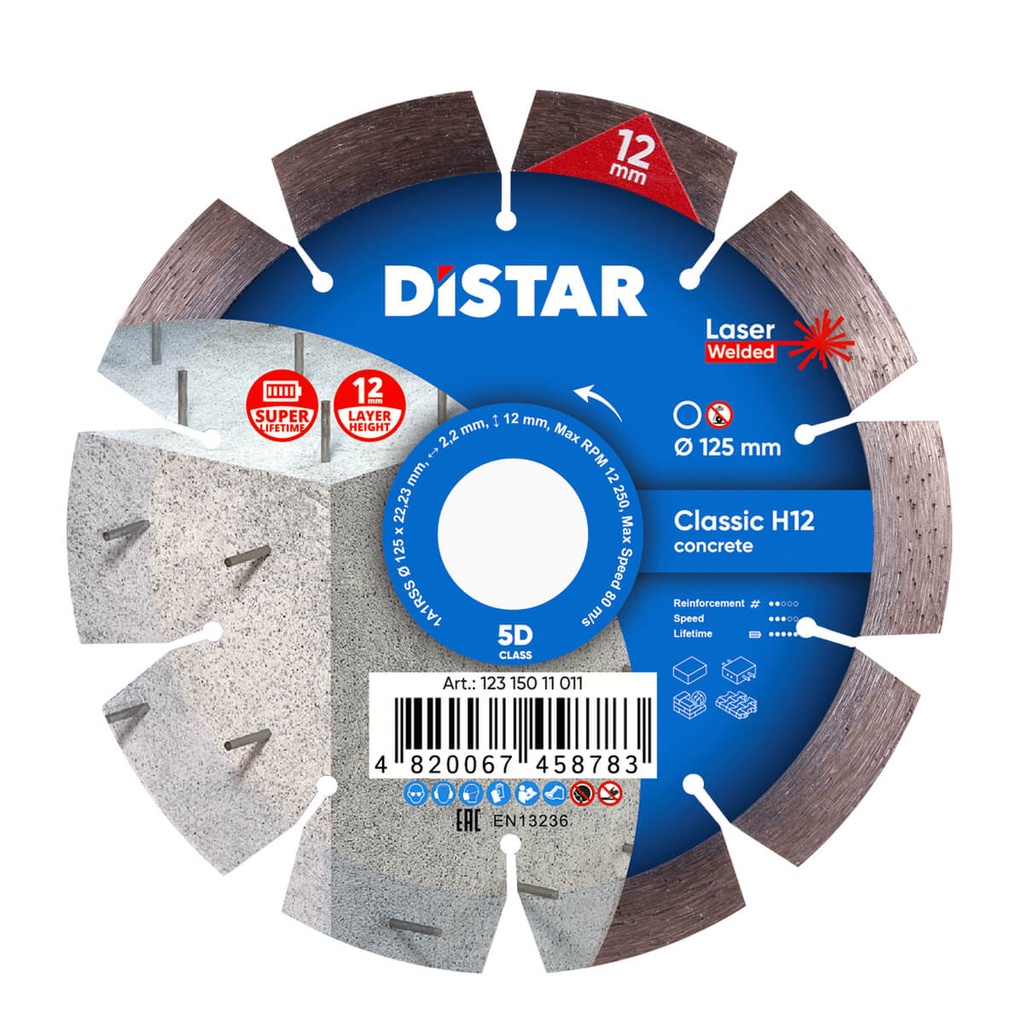 [12315011011] Distar 1A1RSS/C3-W Classic H12 Diamond Blade ∅125-230mm (∅ 125mm / 5")
