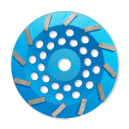[12CD180MF25G] 12 Segment Turbo Diamond Grinding Cup Disc ∅180mm (G25, Medium Floor MF (Medium Bond))