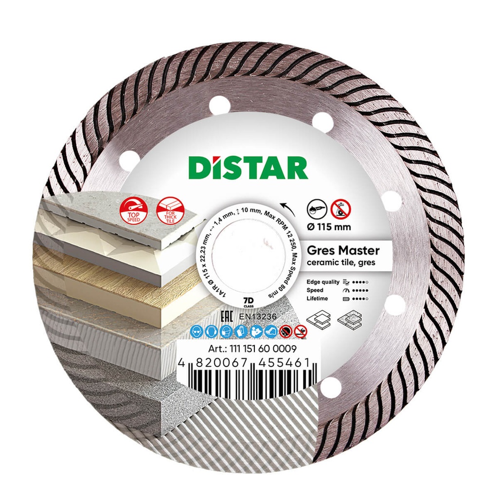 [11115160009] Distar 1A1R Gres Master Diamond Blade ∅115-125mm (∅ 115mm / 4.5")