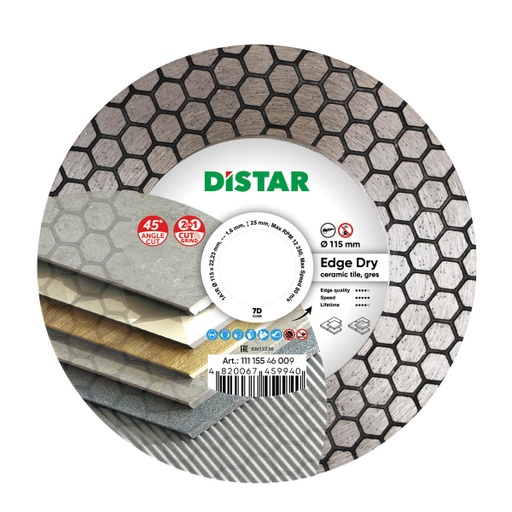 [11115546009] Distar 1A1R Edge Dry Diamond Blade ∅115-125mm (∅ 115mm / 4.5", 22.23mm)