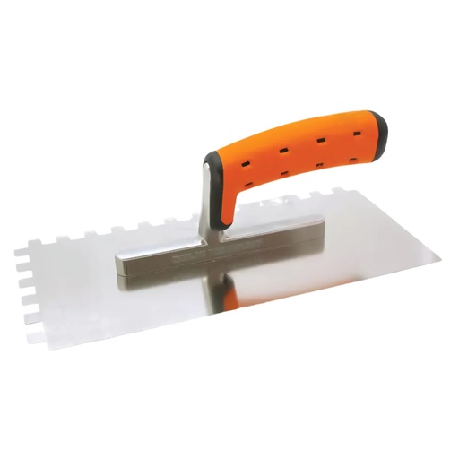 [6249] Stainless steel notch trowel with aluminium bracket 130/270mm (2mm)