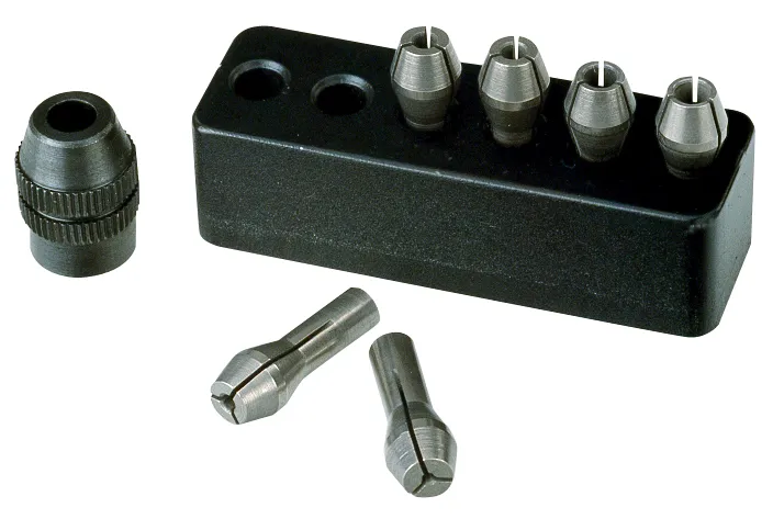 PROXXON MICROMOT Collets, 6 pcs. with collet nut and holder, 1 - 3.2 mm