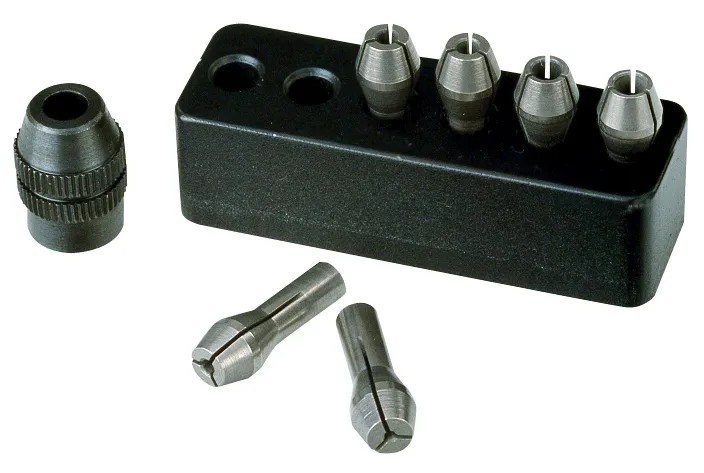 PROXXON MICROMOT Collets, 6 pcs. with collet nut and holder, 1 - 3.2 mm